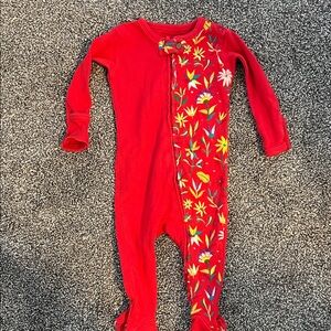L'ovedbaby Red Floral Kids Footie